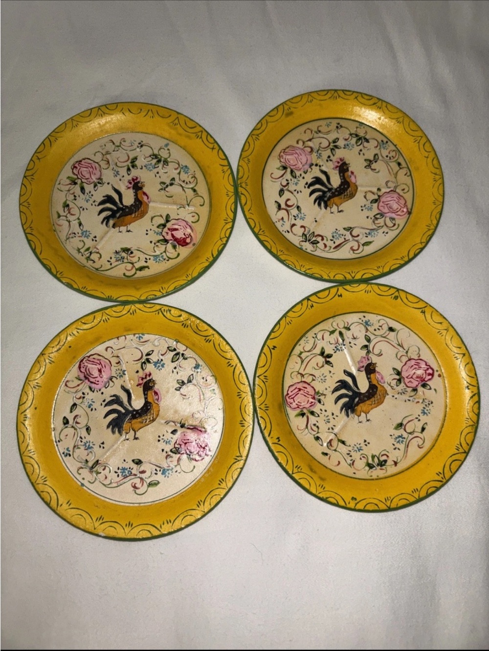 Vintage Isco Hand-Painted Rooster Decorative Coasters Japan Alcohol Proof - Picture 4 of 5
